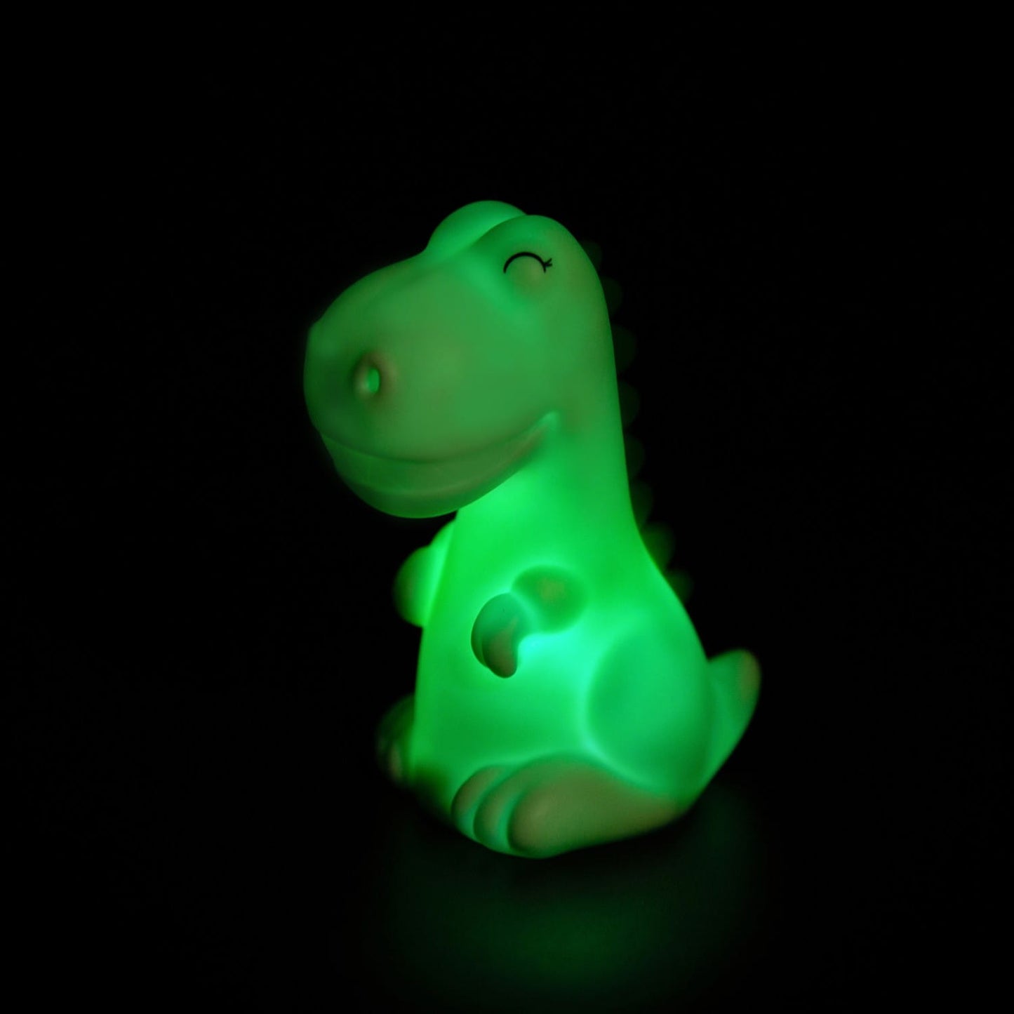 Dhink | Mini Colour Changing LED Night Light – Green Dinosaur with Dark Green Mane