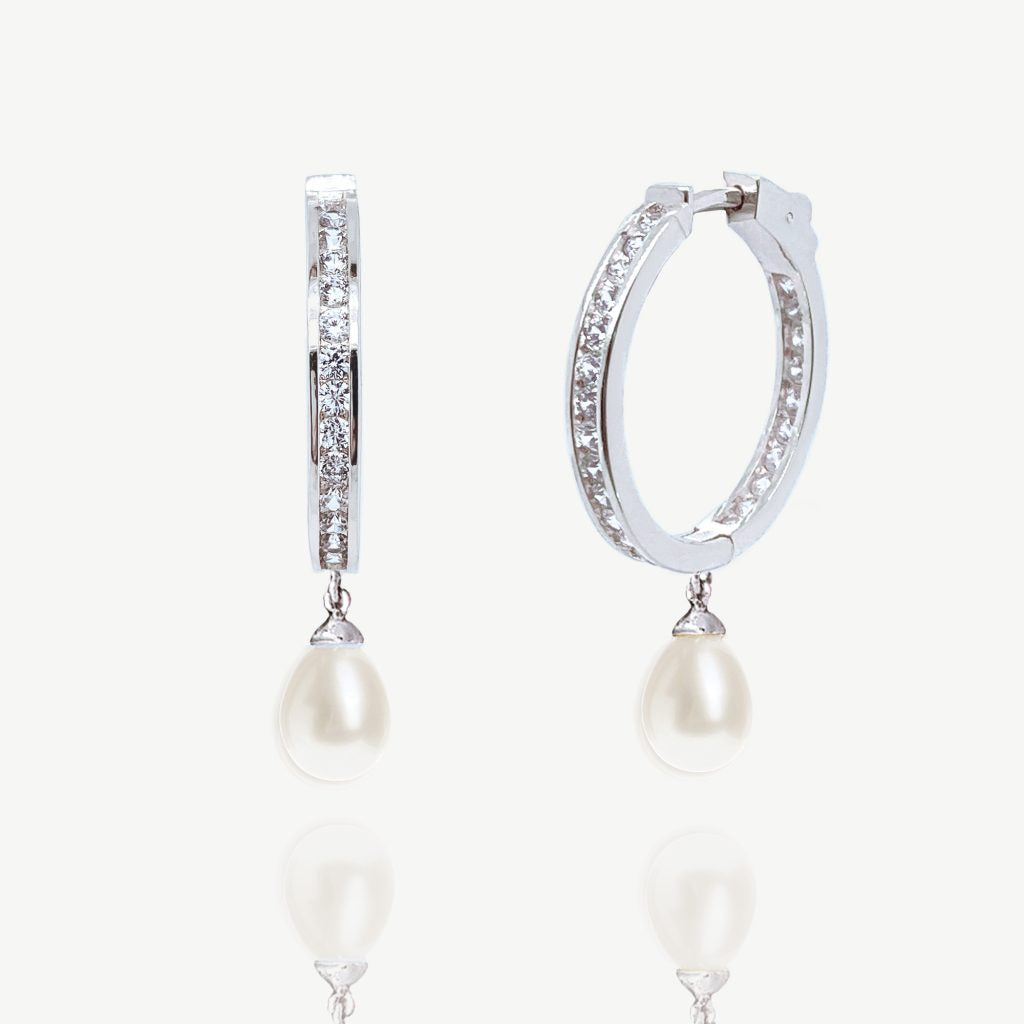 Helsinki Crystal Pearl Hoop Earrings
