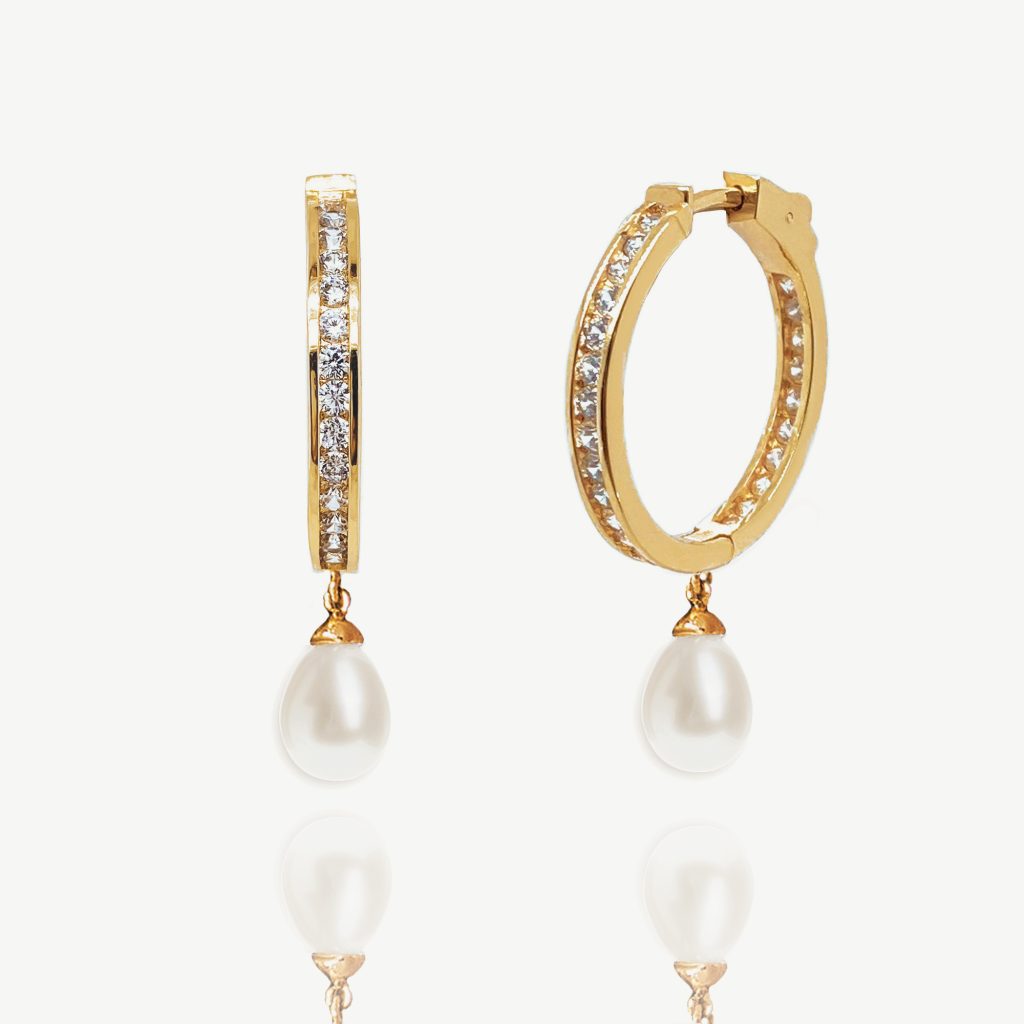 Helsinki Crystal Pearl Hoop Earrings