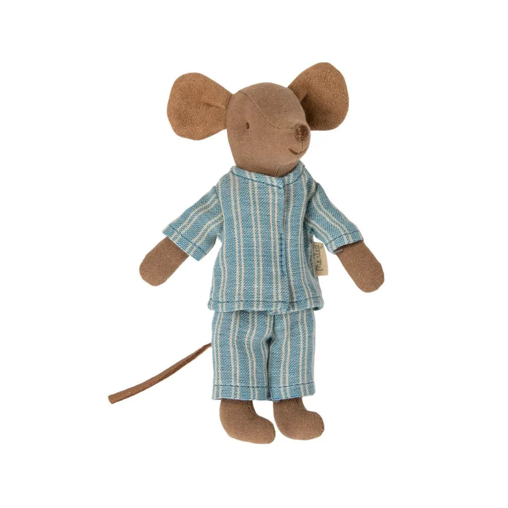 Maileg Big Brother Mouse in matchbox, Blue striped Set
