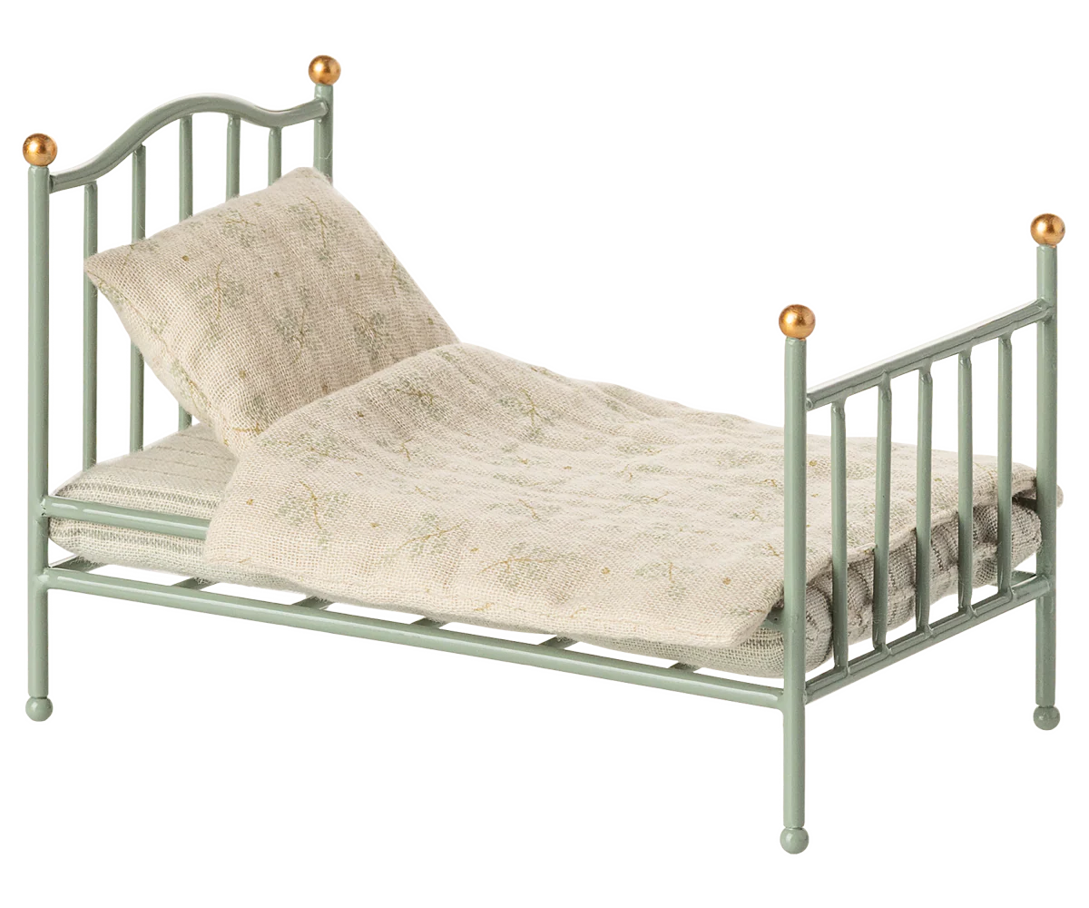 Vintage single bed, Mouse - Mint