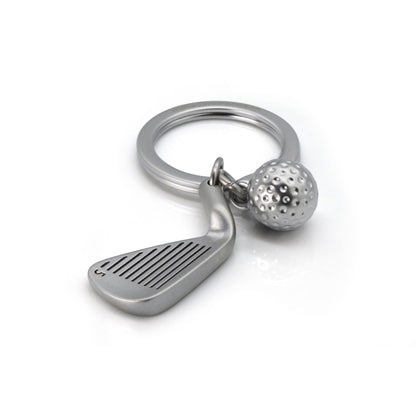 Metalmorphose | Matt Silver Golf Club & Ball Keyring