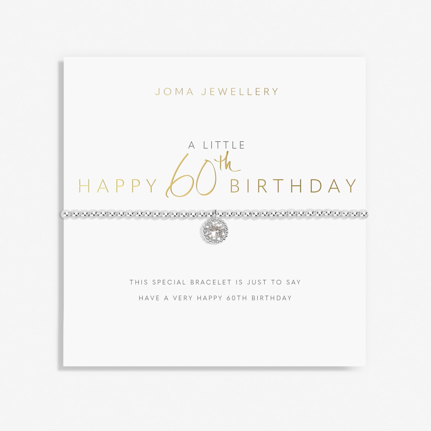 A Little 'Happy 60th Birthday' Bracelet in Silver Plating