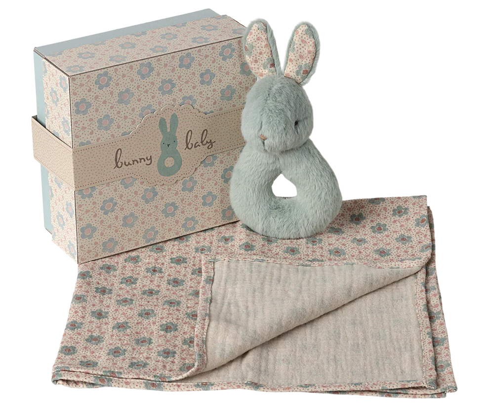 Rabbit rattle set - Mint