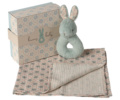 Rabbit rattle set - Mint