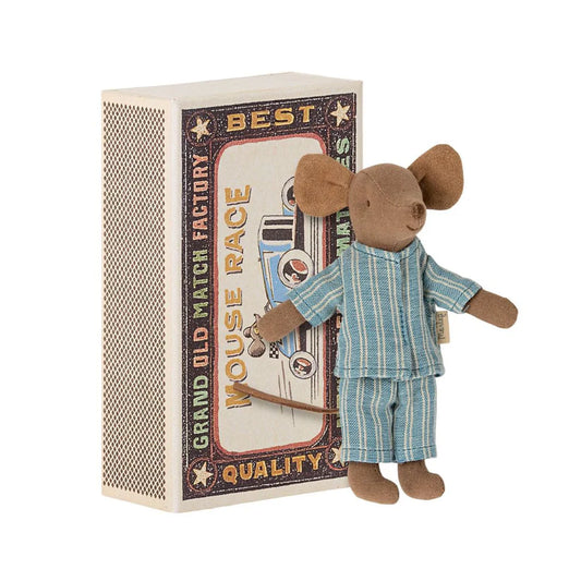 Maileg Big Brother Mouse in matchbox, Blue striped Set