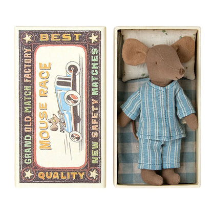 Maileg Big Brother Mouse in matchbox, Blue striped Set