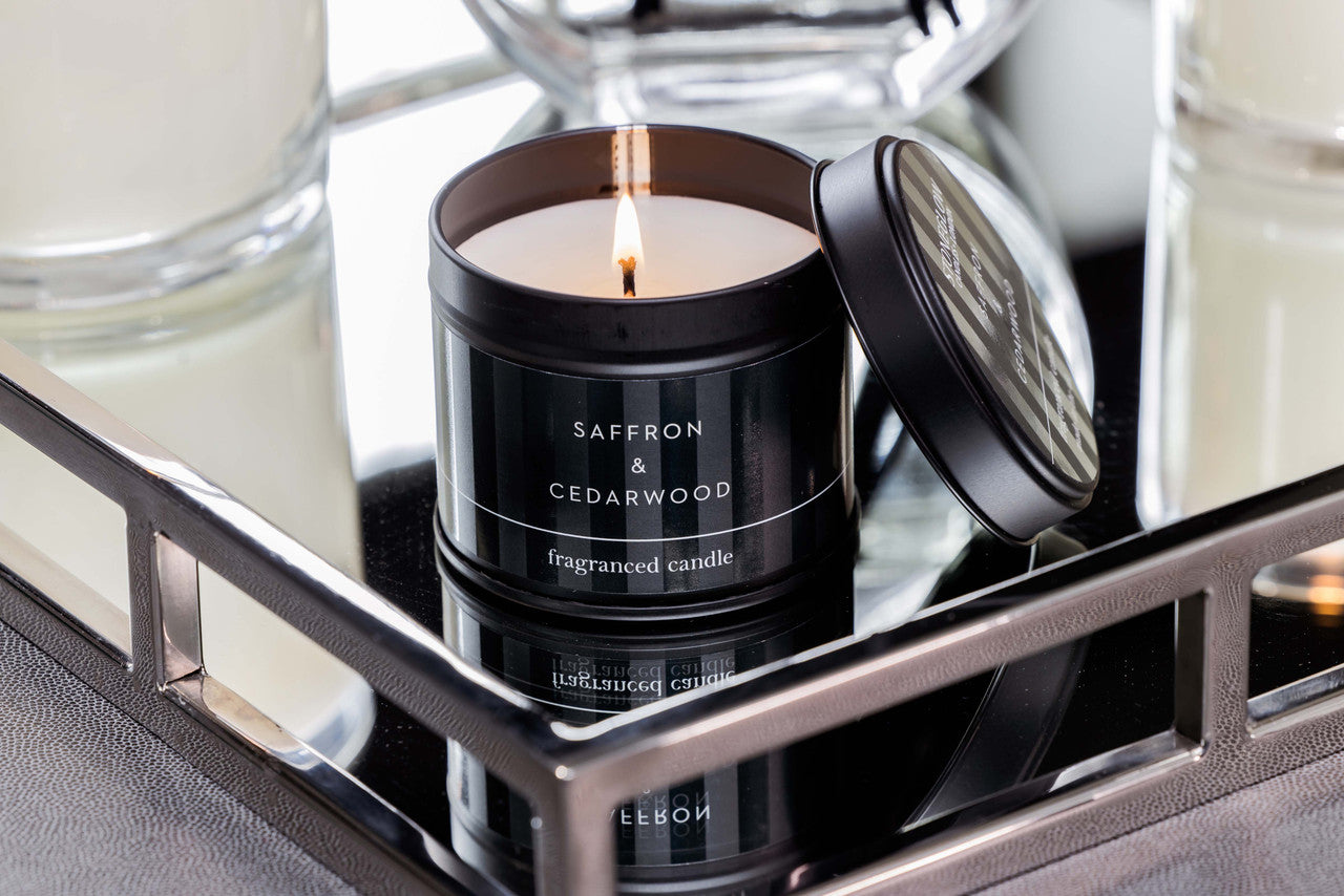 Saffron & Cedarwood Scented Candle Tin